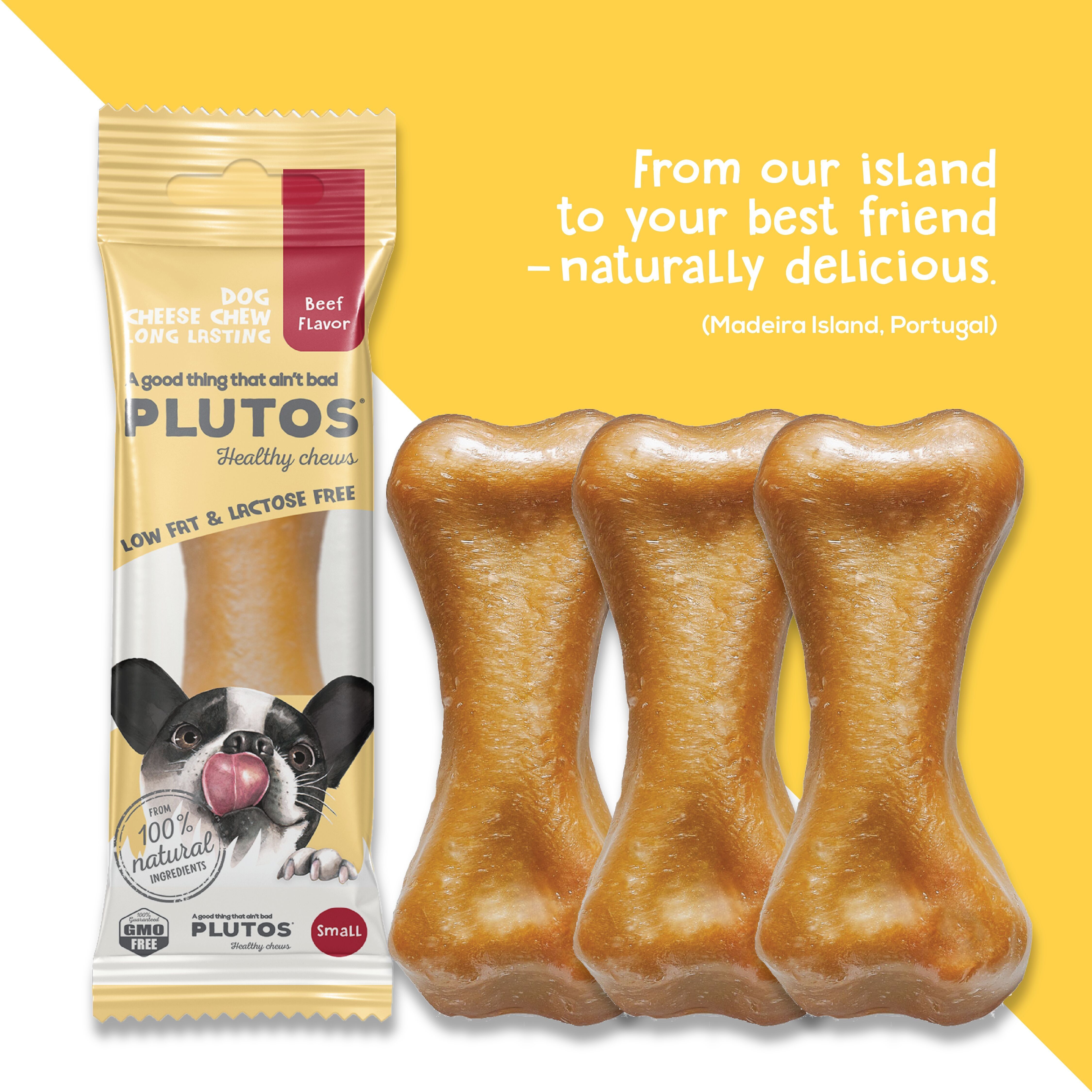 Natürliche Zahnpflege-Kausnacks für Hunde, PLUTOS Käse & Rindfleisch KLEIN