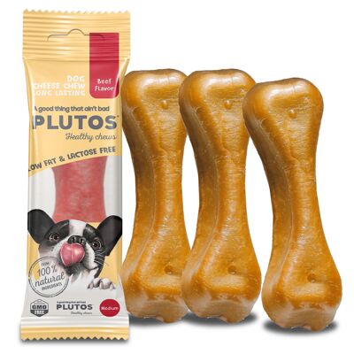Mâches dentaires naturelles pour chiens, PLUTOS Fromage et Bœuf Santé Chew GRAND