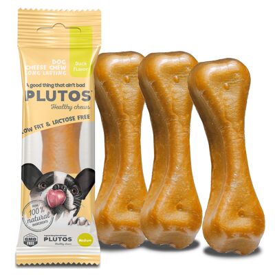 Mâches dentaires naturelles pour chiens, PLUTOS Fromage et Canard Healthy Dog Chew GRAND