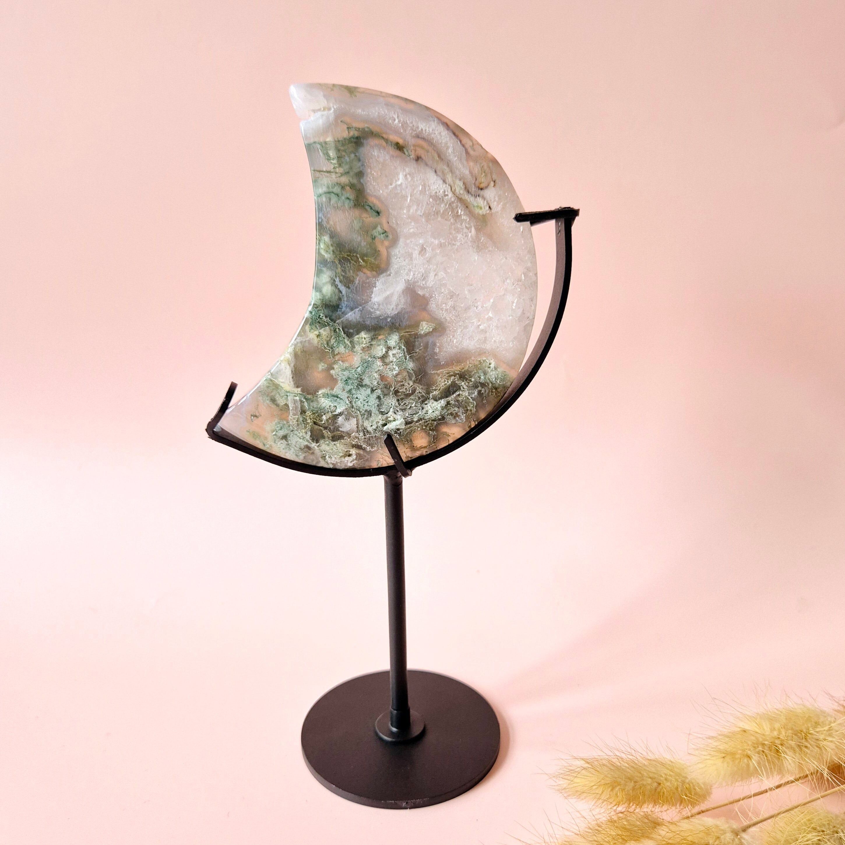 Pietra preziosa Agata muschiosa Luna su agata standard (Druzy e motivi) - #66 10 cm