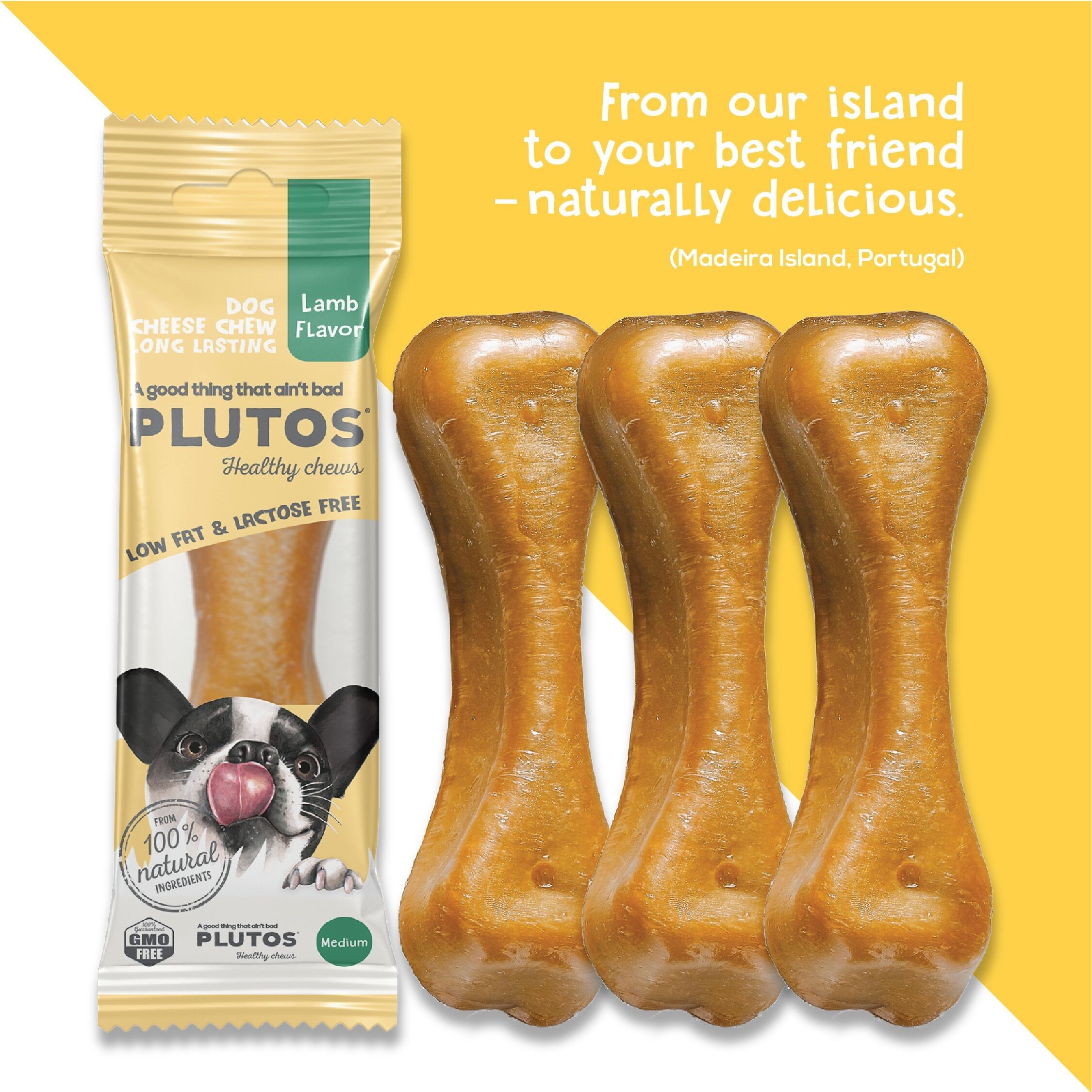 Dog Natural Dental chews, PLUTOS Cheese & Lamb - MEDIUM