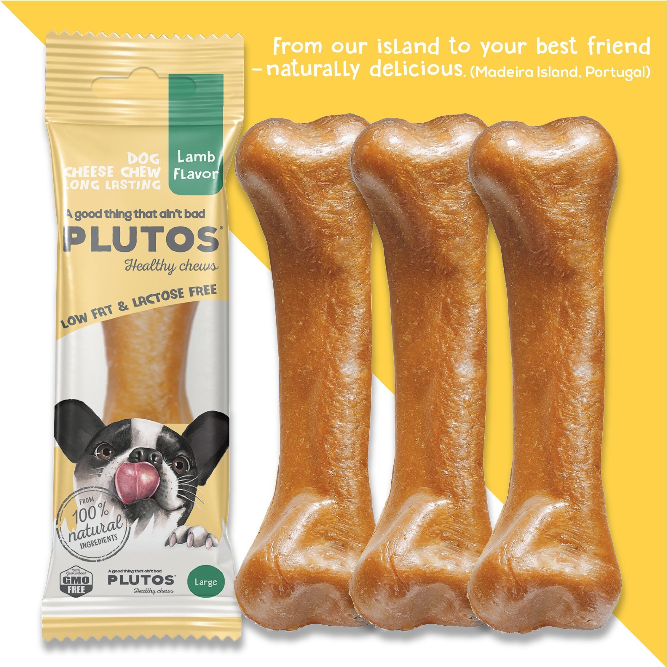 Dog Natural Dental chews, PLUTOS Cheese & Lamb - LARGE