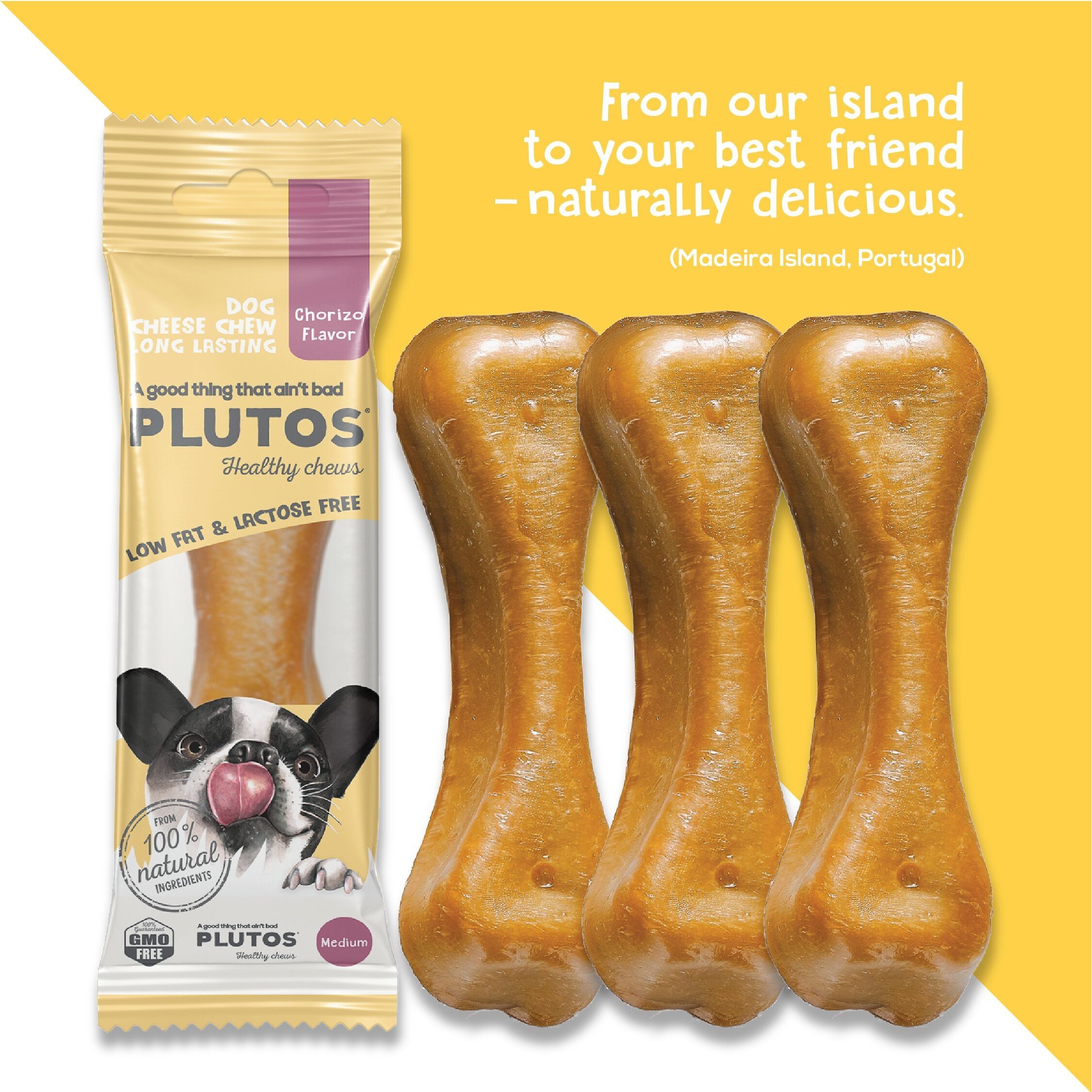 Dog Natural Dental chews PLUTOS Cheese & Chorizo - MEDIUM