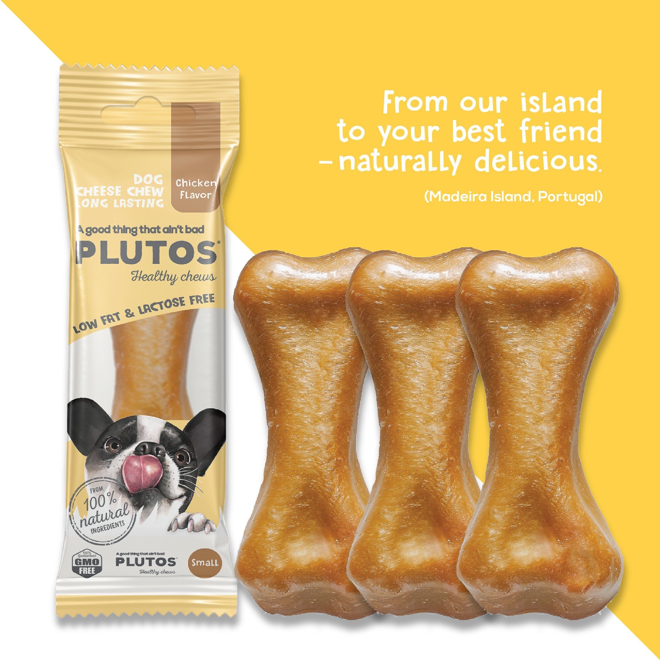 Natürliche Zahnpflege-Kausnacks für Hunde PLUTOS Käse & Huhn - KLEIN