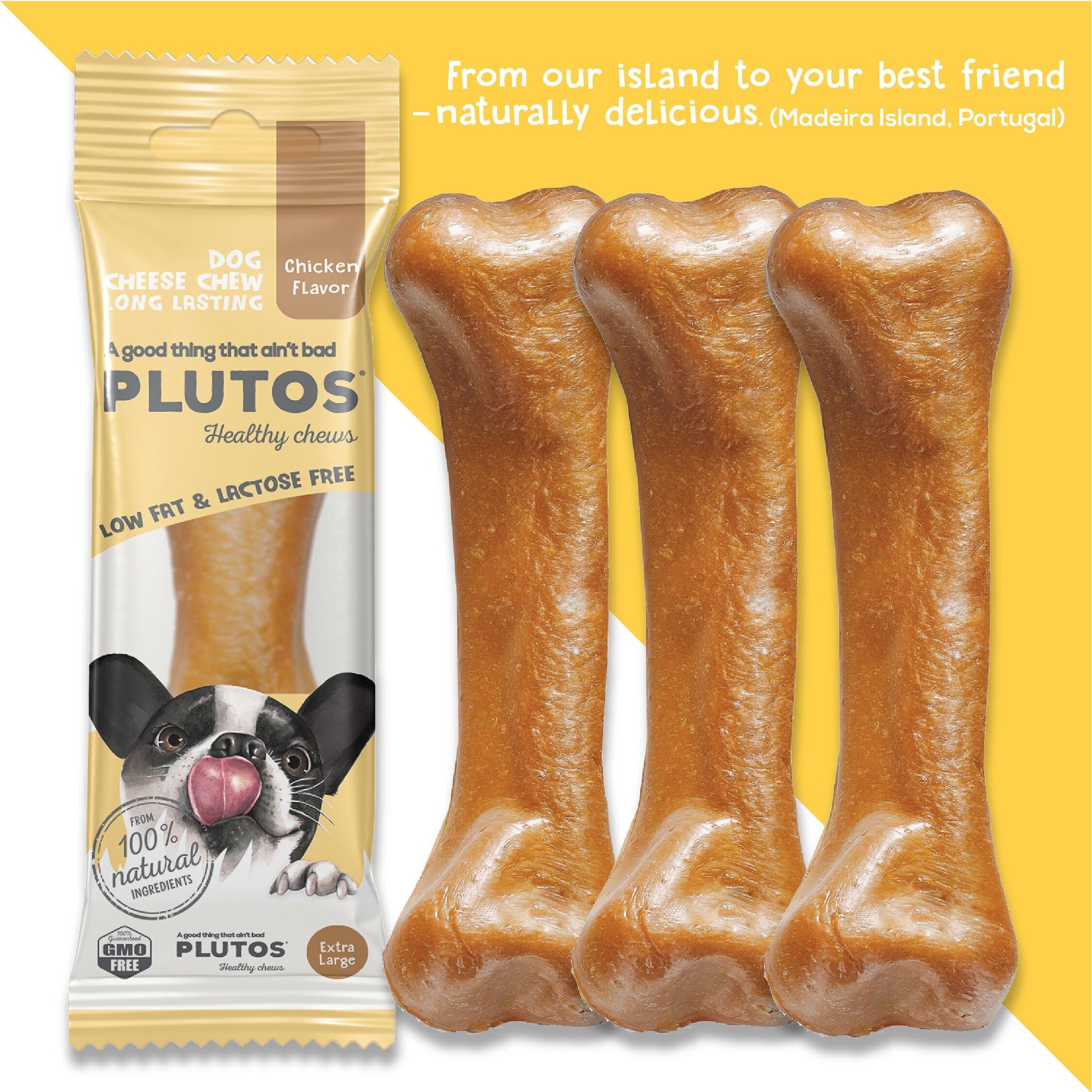 Natürliche Zahnpflege-Kausnacks für Hunde PLUTOS Käse & Huhn X-LARGE