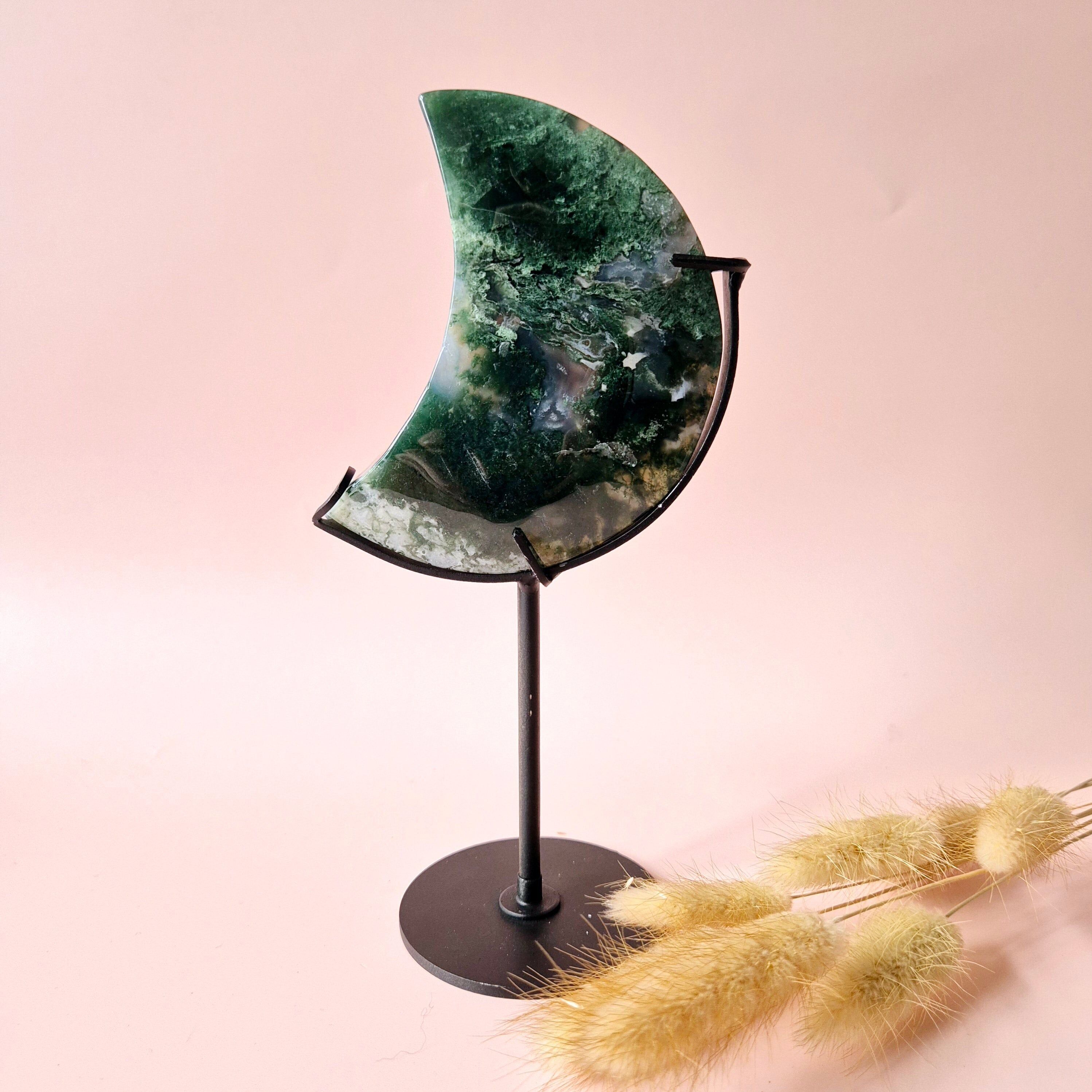 Pietra preziosa Agata muschiosa Luna su agata standard (Druzy e motivi) - #71 10 cm