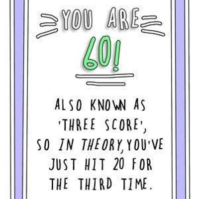 60 three score birthday card