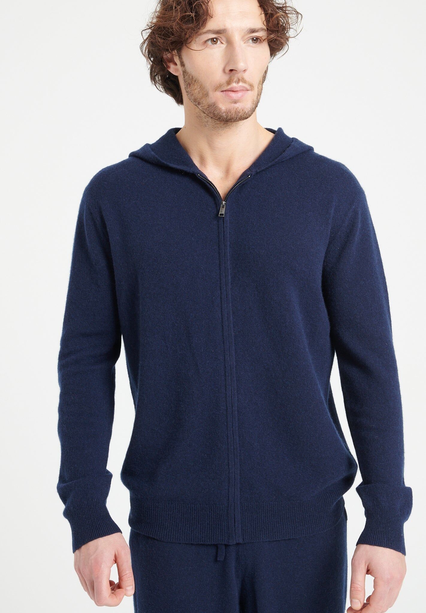 Marineblauer Kaschmir-Kapuzenpullover für Herren – LUKE 6