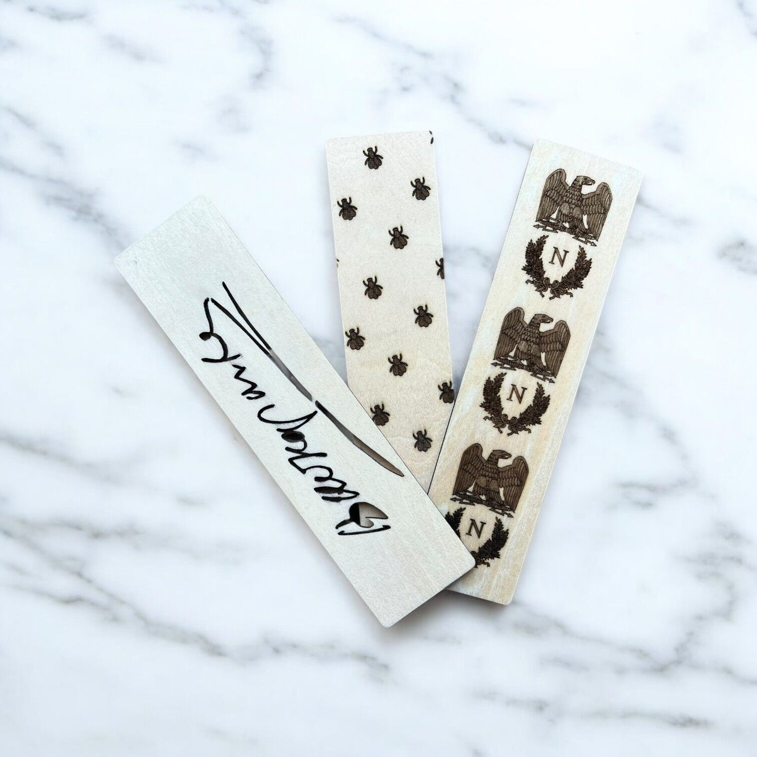 Segnalibri - Napoleone Bonaparte, Firma, Primo Impero, Aquila e Ape Imperiale - Legno di Tiglio - Incisione Laser