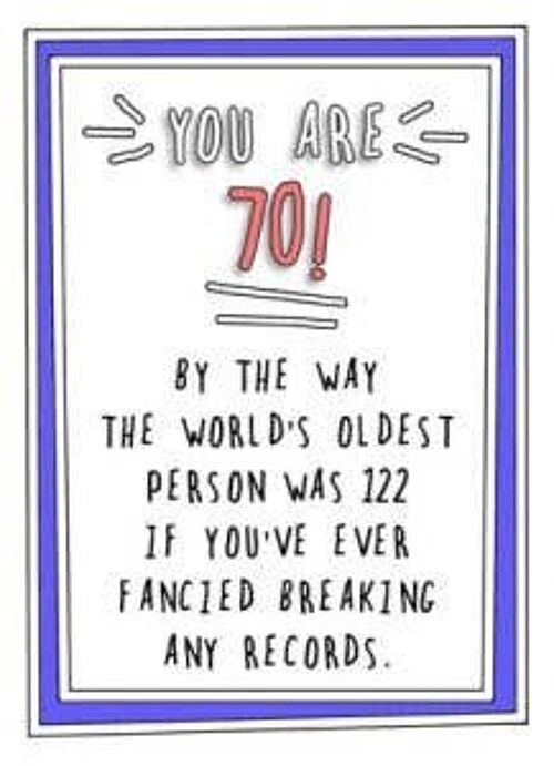 70 oldest person birthday card