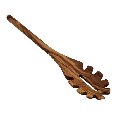 Cucchiaio per spaghetti ovale manico tondo 32 cm realizzato in legno d'ulivo