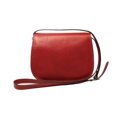 Sac bandoulière femme en cuir de veau pleine fleur - Rouge