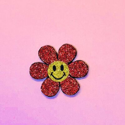 Broche de margarita de rubí brillante