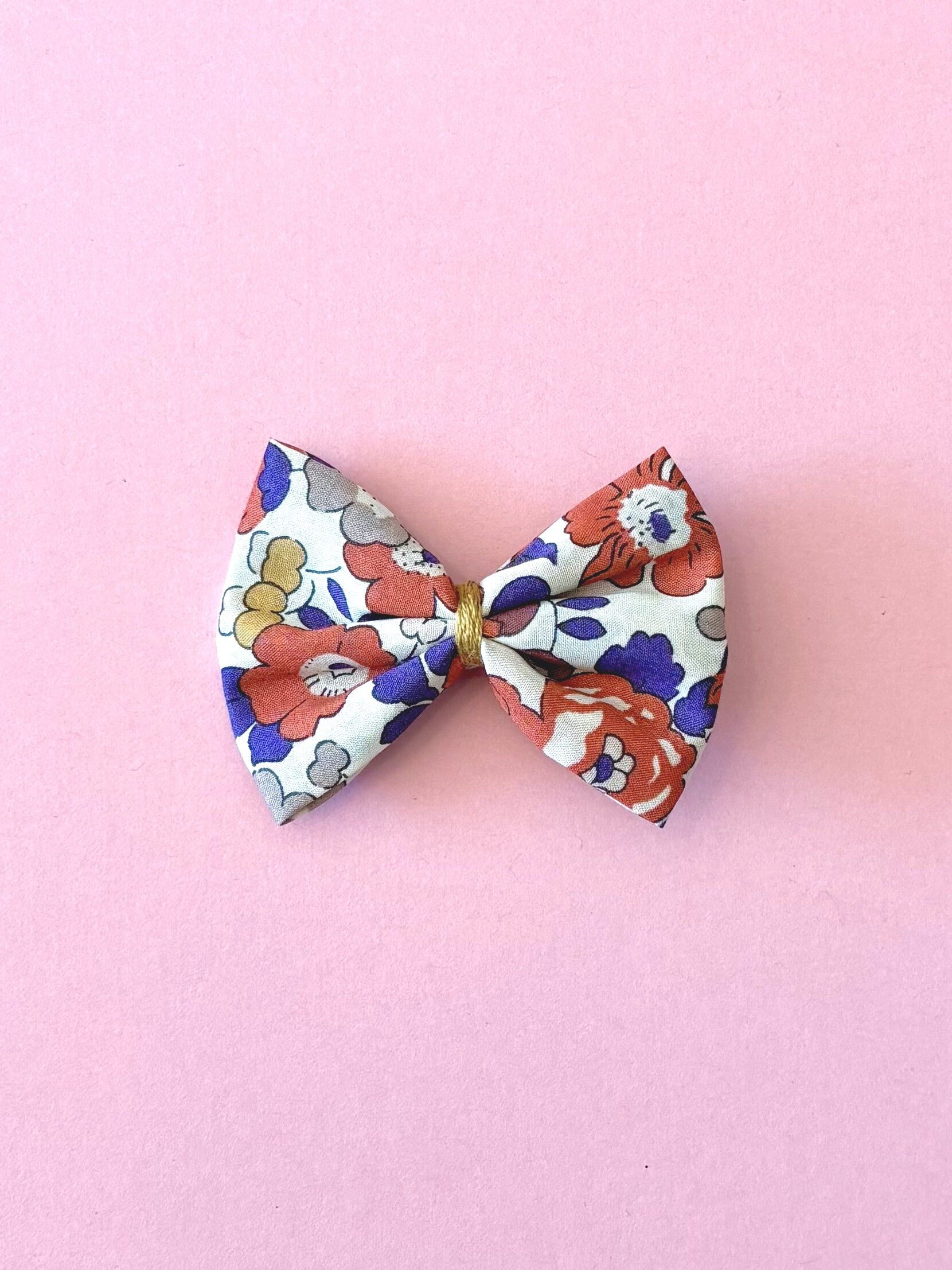 Golden Twilight Fabric Bow Barrette