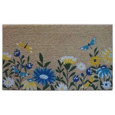 Paillasson en fibre de coco - 45x75cm - Fleurs sauvages