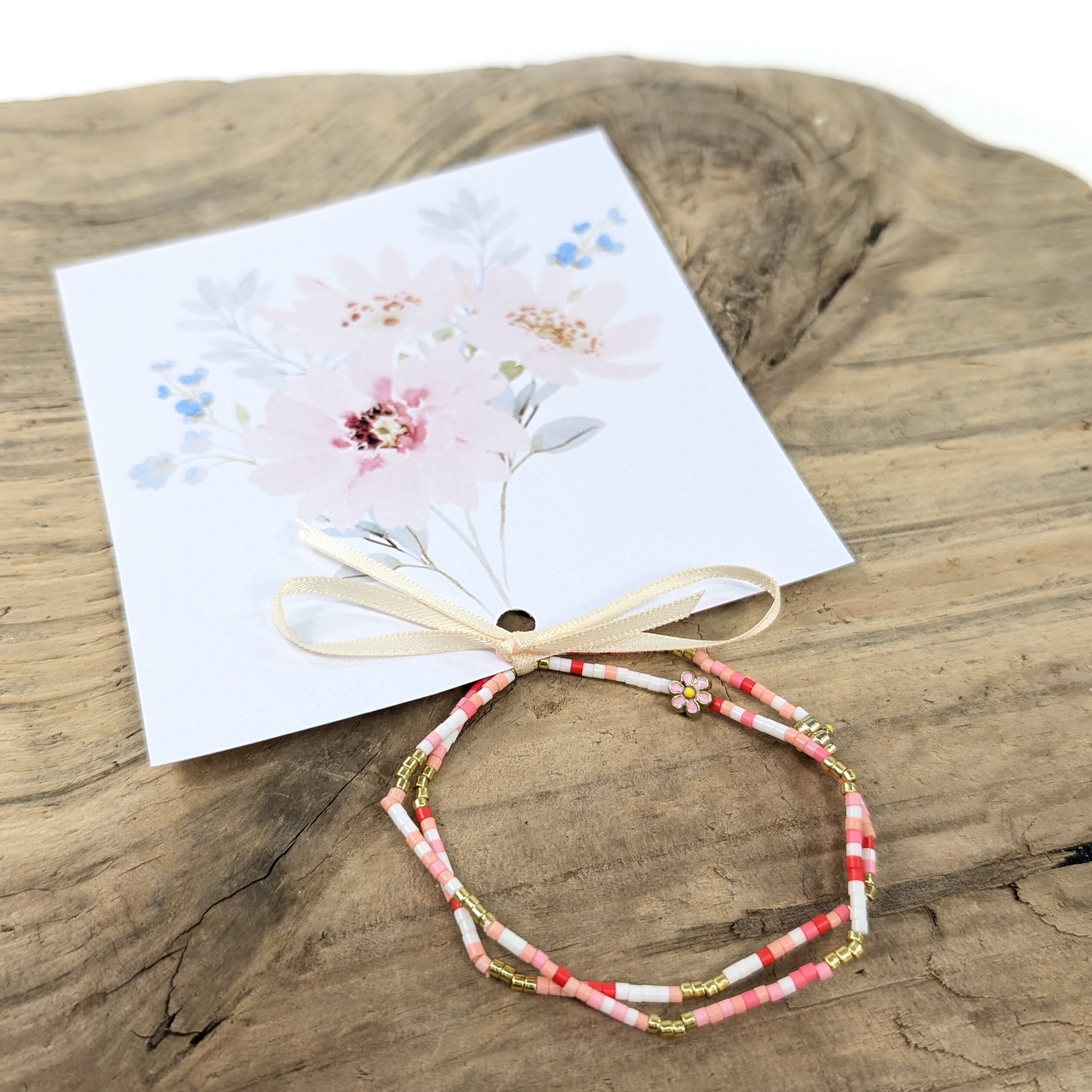 Braccialetto con fiori pastello - Rosa