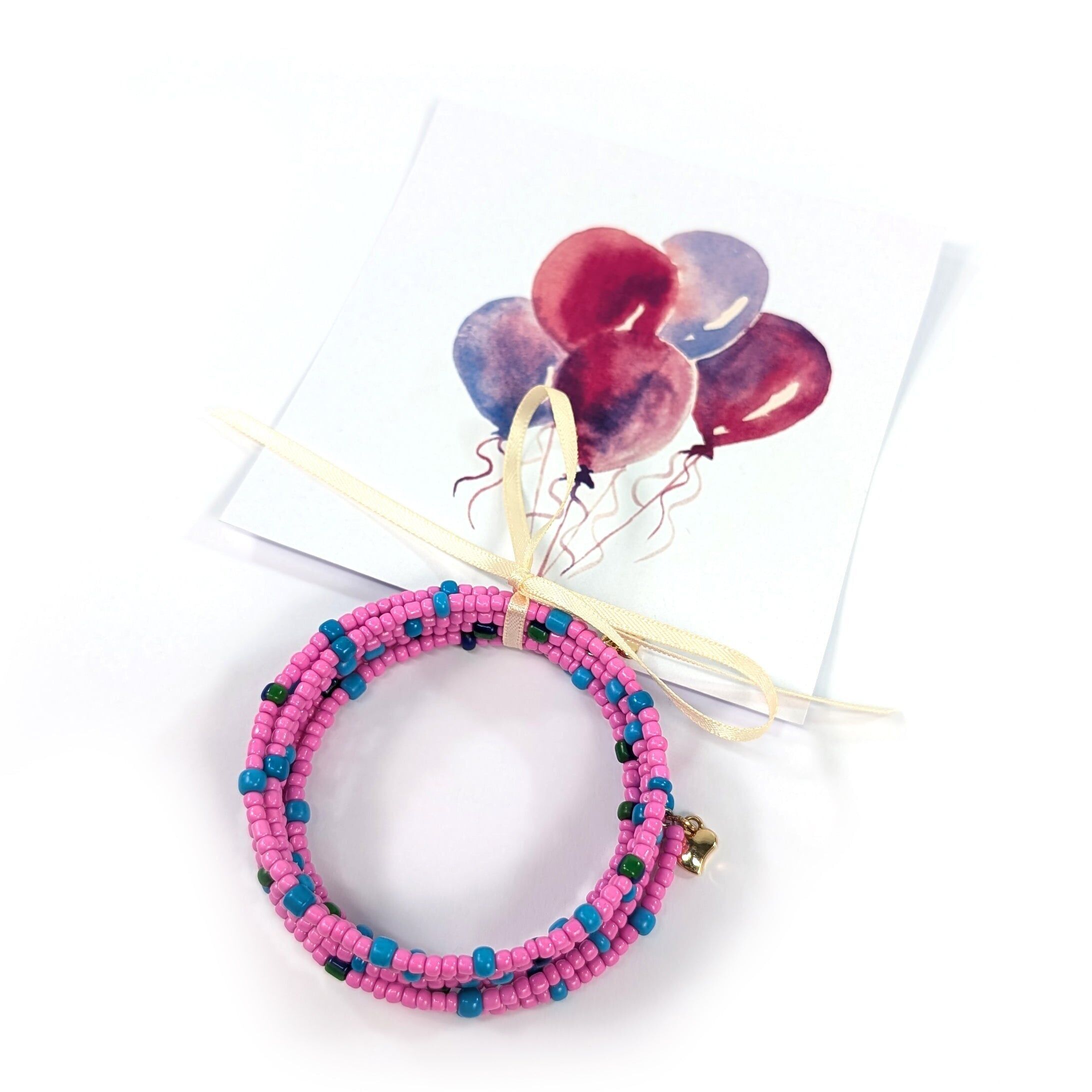 Carta Braccialetto a spirale con palloncino rosa
