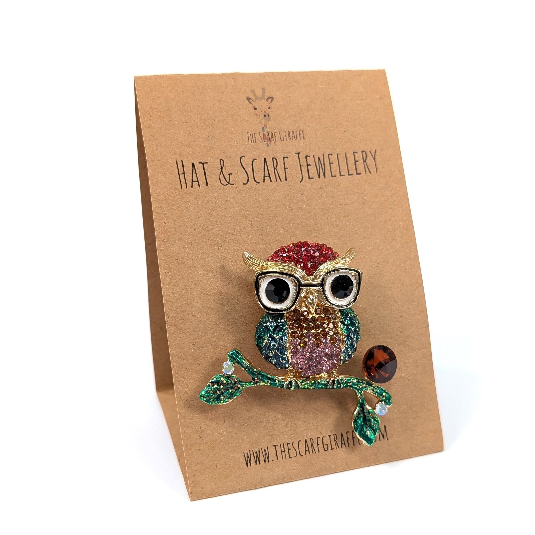 Cappello e sciarpa gioielli su carta - Gufo