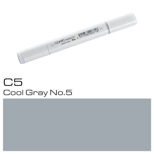COPIC Sketch Coloured Marker Pen - (C-5) Cool Gray No.5, For Art & Crafts, Colouring, Graphics, Highlighter, Design, Anime, Professional & Beginners, Art Supplies & Colouring Books