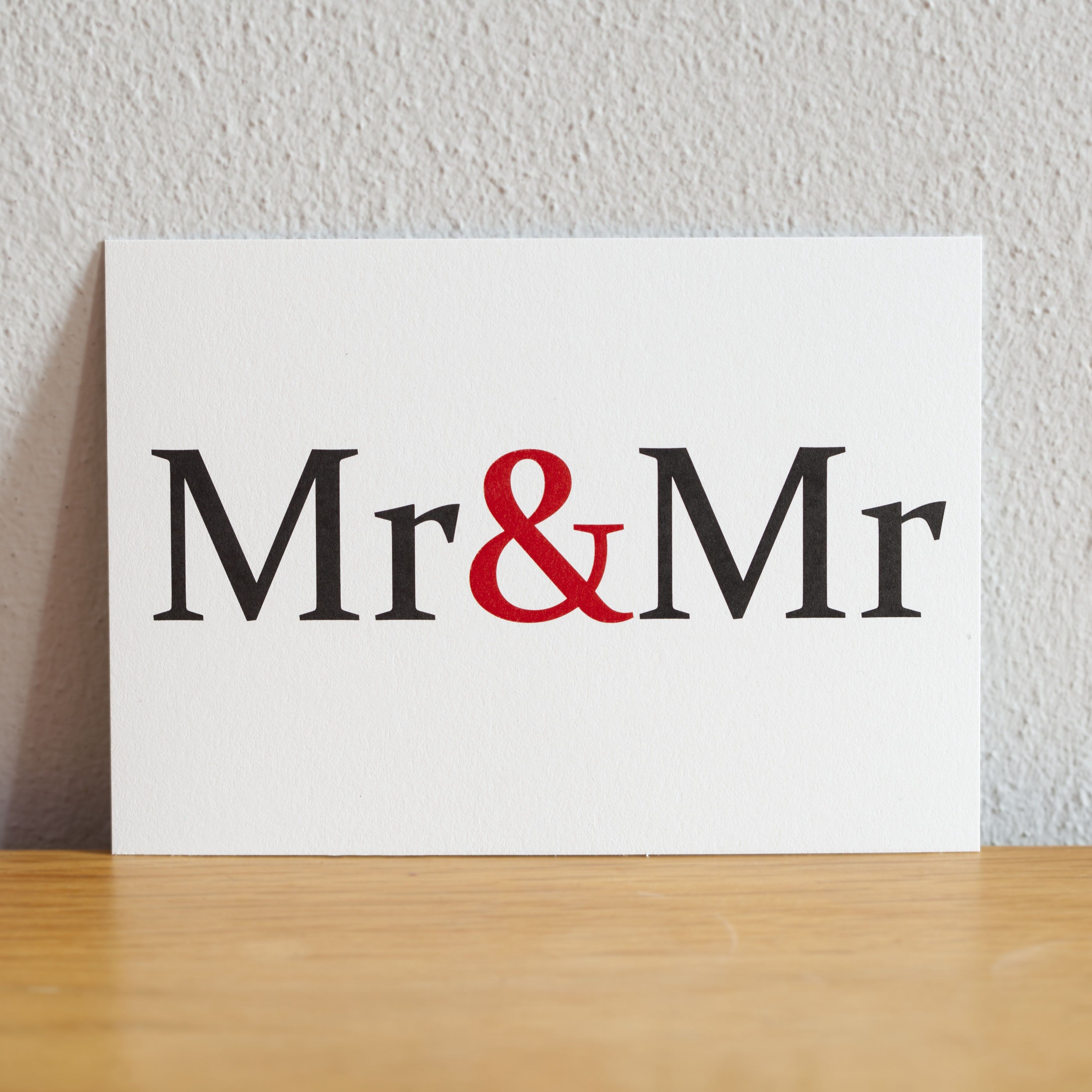 Carte de mariage / anniversaire de mariage minimaliste Mr & Mr LGBTQ + gay