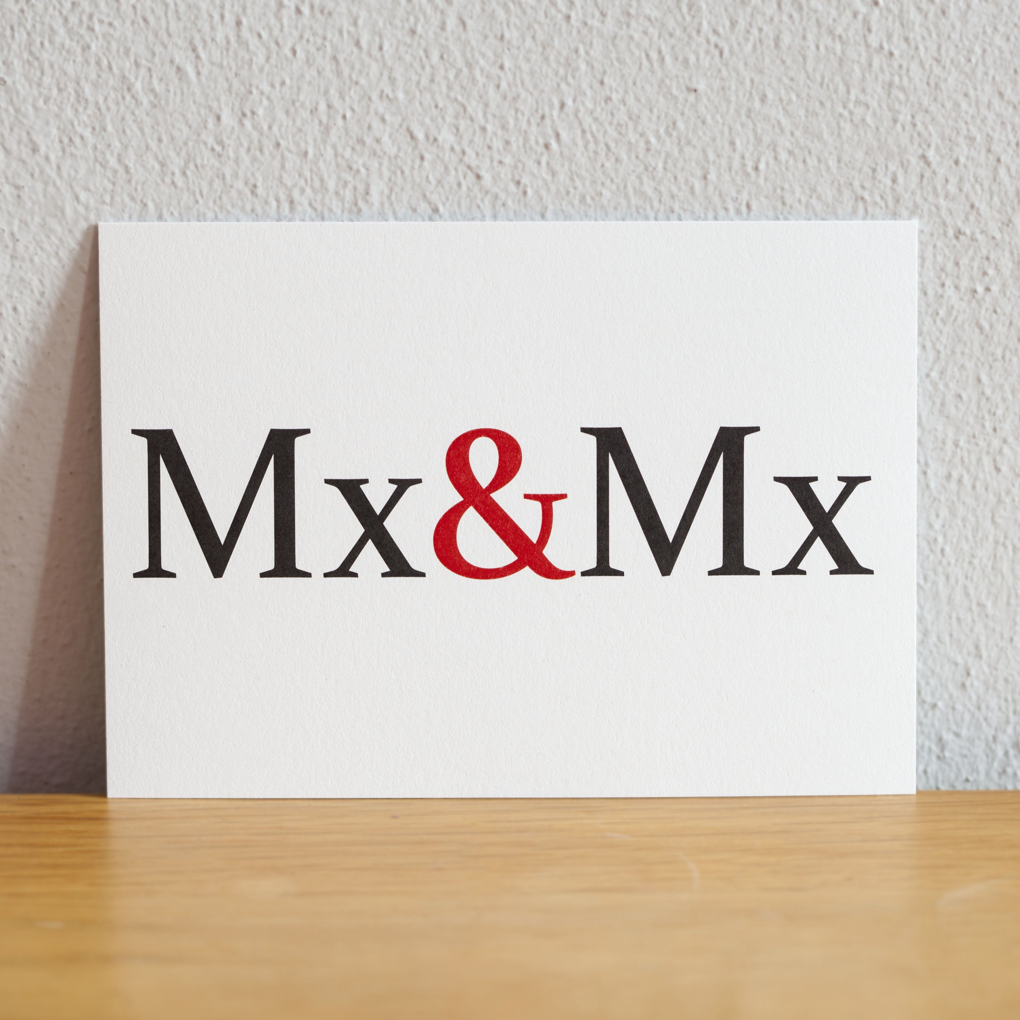 Carte de mariage / anniversaire minimaliste mx et mx lgbtq + non binaire vierge