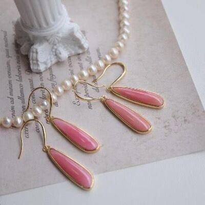 Boucles d'oreilles minimalistes en coquillage de conque royale rose