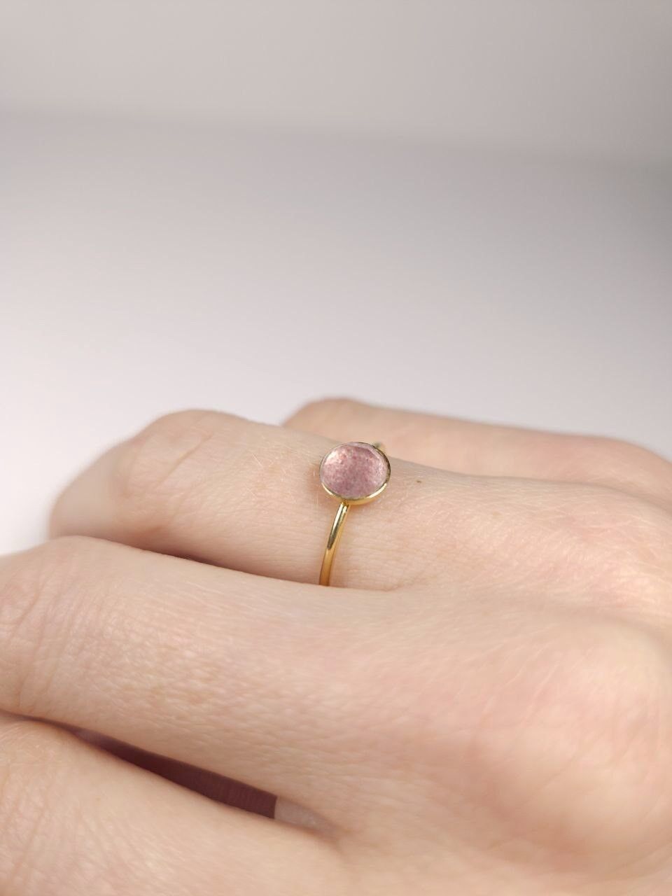 Anello dell'amore | Pietra di quarzo naturale | Argento placcato oro 24k | rubicondo