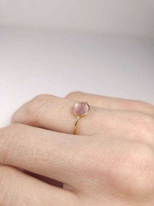 Bague Amoureuse | Pierre naturelle de quartz | argent plaqué or 24 carats | vermeil
