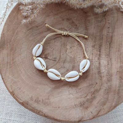 Bracelet cauris blanc et doré