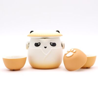 Set teiera e tre tazze Panda - Arancione