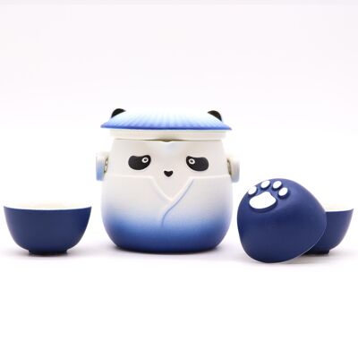 Set teiera e tre tazze Panda - Azzurro cielo