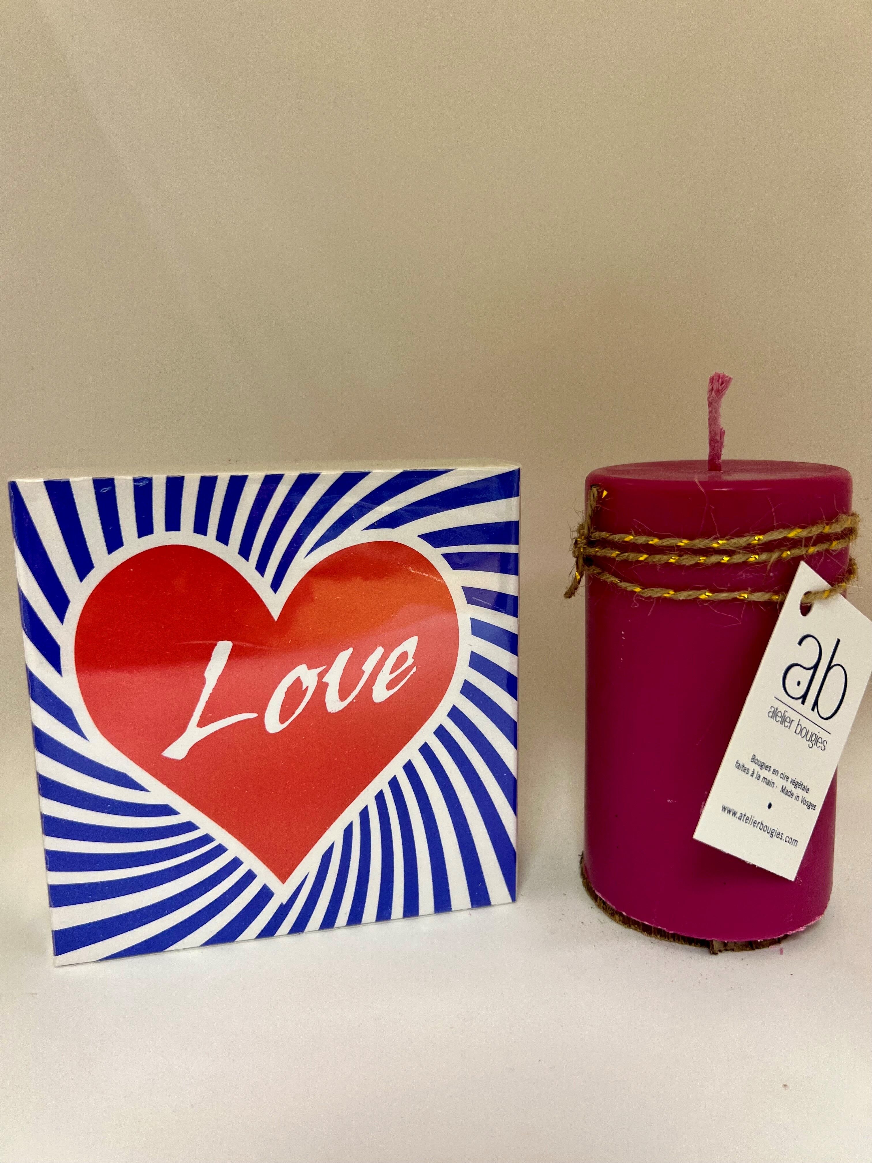 Caja de velas perfumadas + caja de cerillas LOVE especial San Valentín