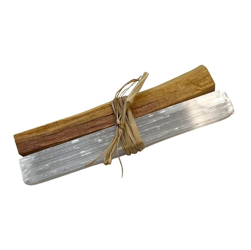 Mini racimo de incienso para manchas, palo santo con selenita, 4"