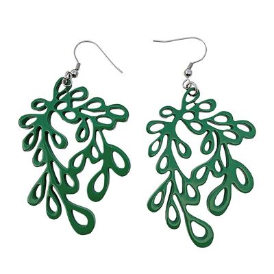 Pendientes bohemios de cuerno de búfalo lacados en verde