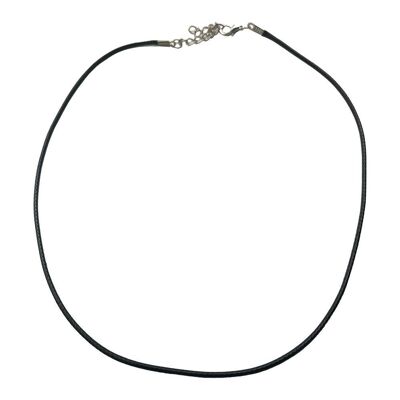 Collar de cordón de algodón negro con cierre de mosquetón y cadena extensora