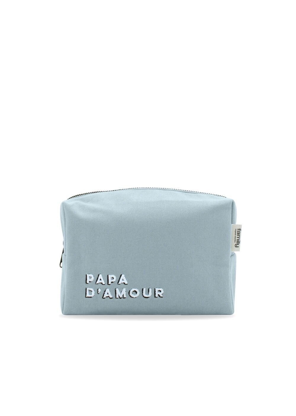 Sky blue embroidered PAPA D’AMOUR toiletry bag