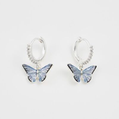 Orecchini in argento con farfalla blu