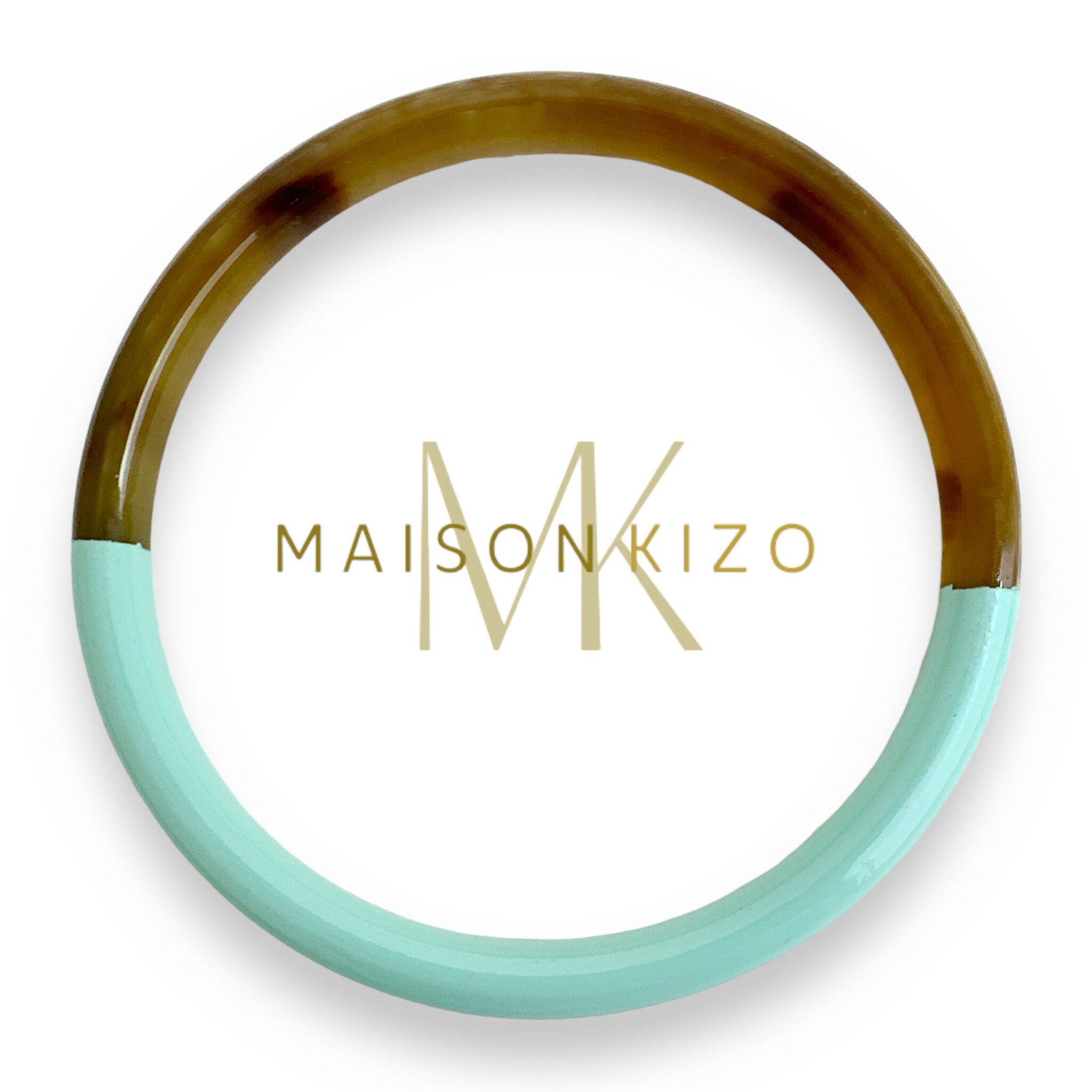 Armreif aus Büffelhorn Lagunengrün C04