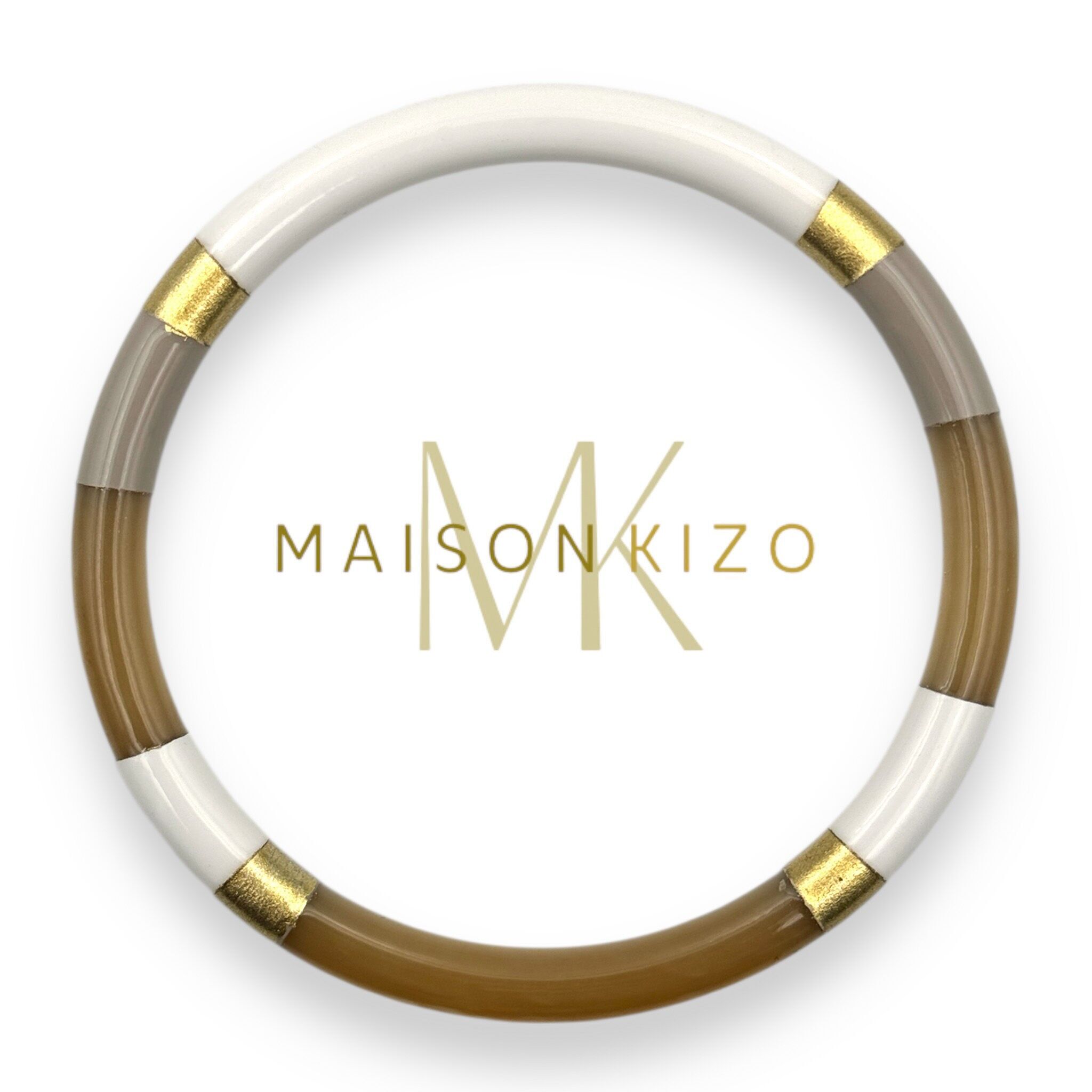 Bracciale in corno di bufalo bianco multicolore C06