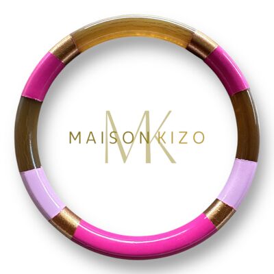 Bracciale in corno di bufalo multicolore Rosa intenso C18
