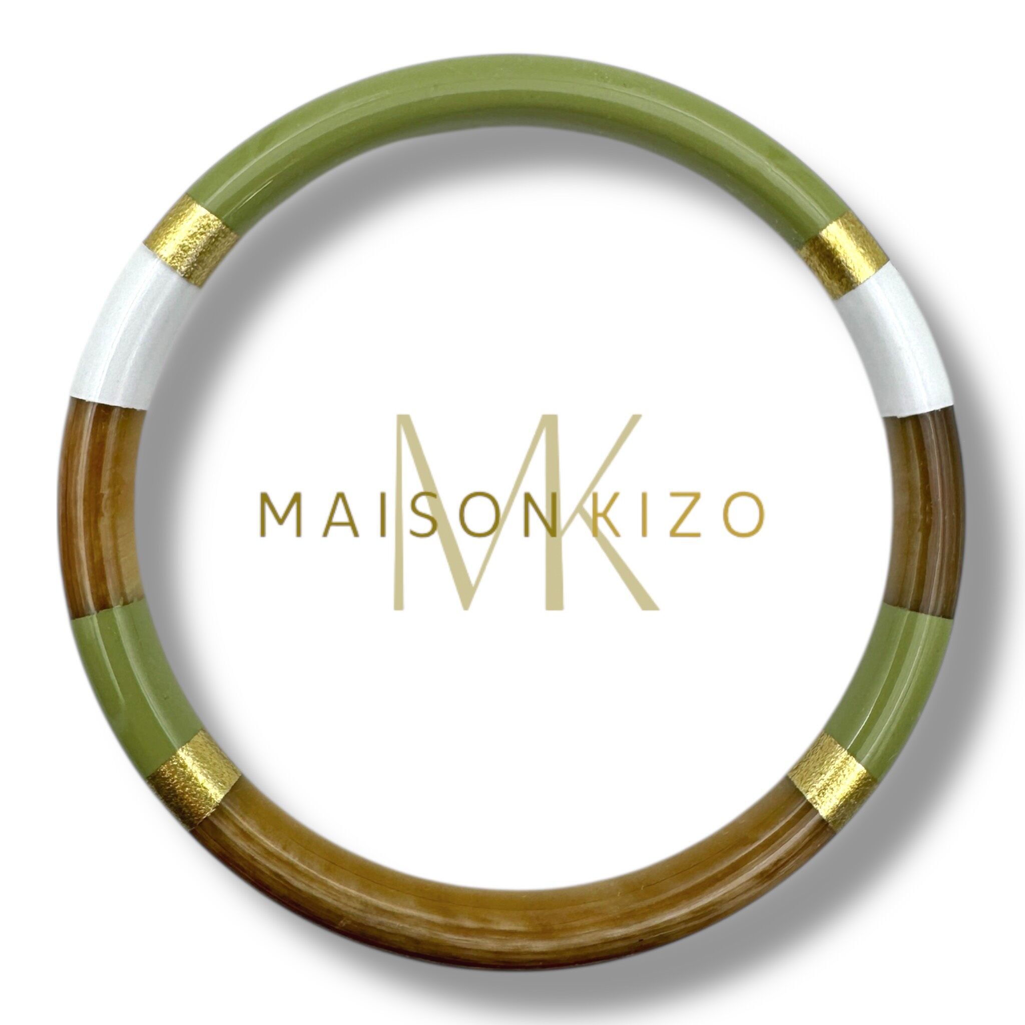 Brazalete multicolor de cuerno de búfalo color caqui C22