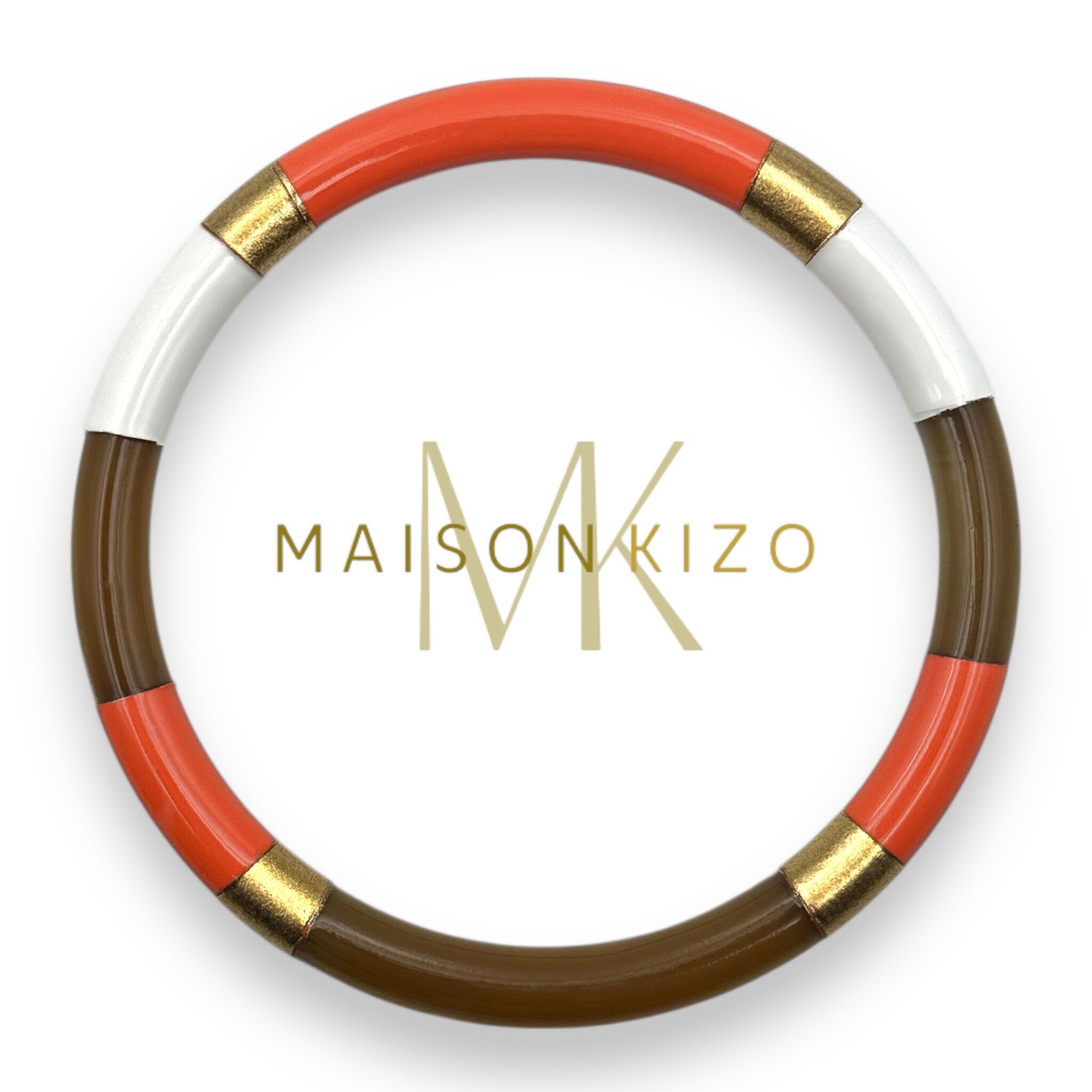 Bracciale in corno di bufalo multicolore arancione C23