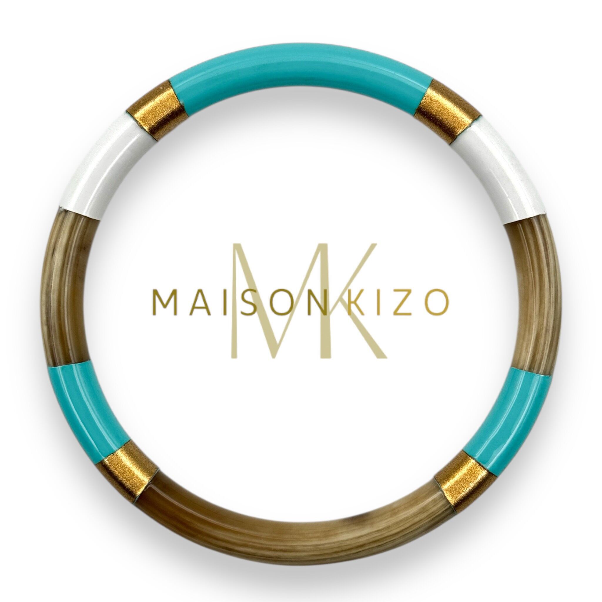 Bracciale in corno di bufalo multicolore turchese C27