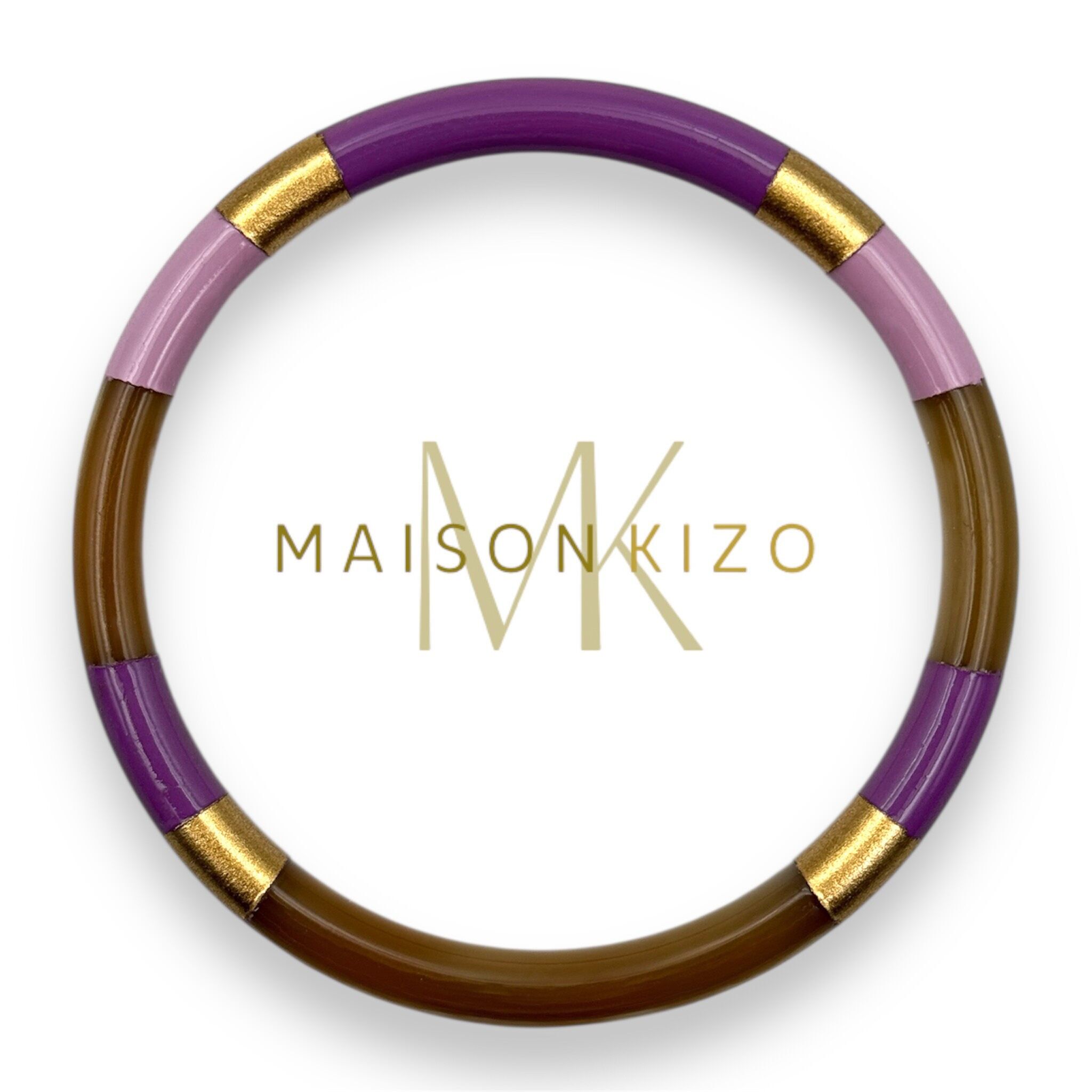 Braccialetto multicolore in corno di bufalo melanzana C28