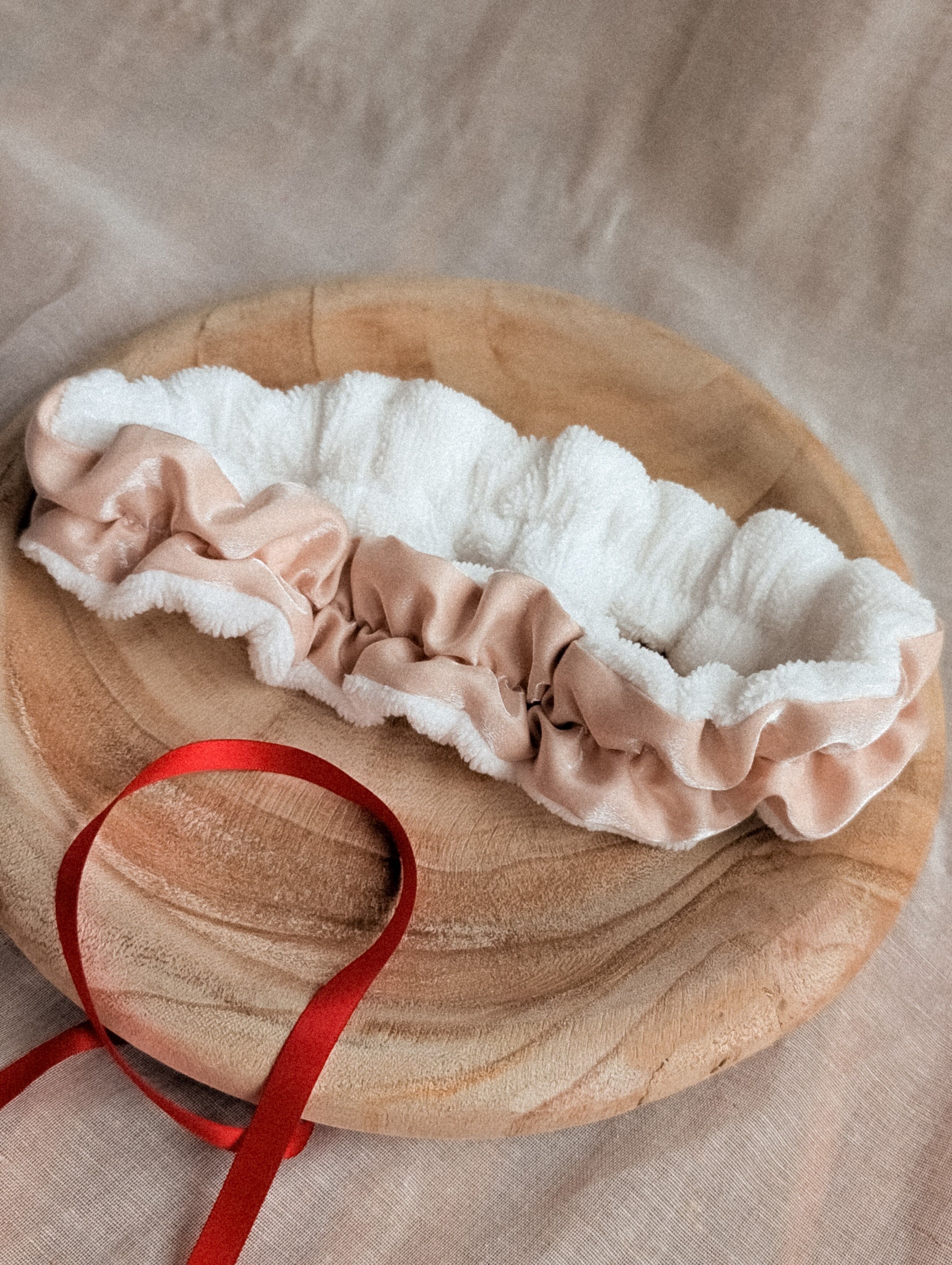 Satin care headband made from upcycled fabric