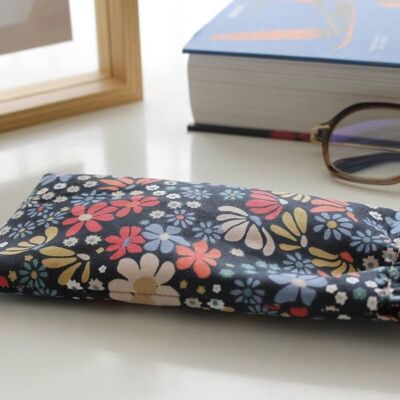 Etui à lunettes Edna marine fleurie