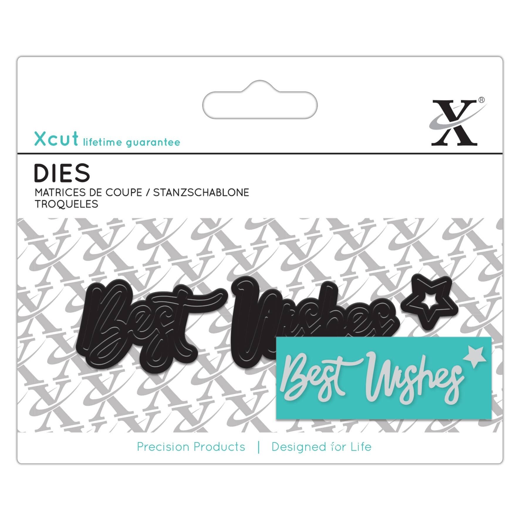 Matrice de découpe Xcut Mini Sentiment, Meilleurs vœux, Argent, Lot de 3, Idéal pour une utilisation sur une carte d'anniversaire et une décoration d'anniversaire, Fournitures de fabrication de cartes parfaites pour vos ensembles d'artisanat et votre machine de découpe
