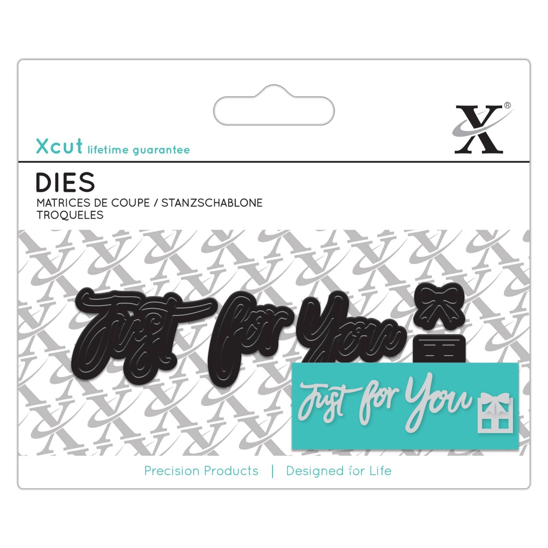 Matrice de découpe Xcut Mini Sentiment, Just For You, Argent, Lot de 3, Idéal pour une utilisation sur une carte d'anniversaire et une décoration d'anniversaire, Fournitures de fabrication de cartes parfaites pour vos ensembles d'artisanat et votre machine de découpe