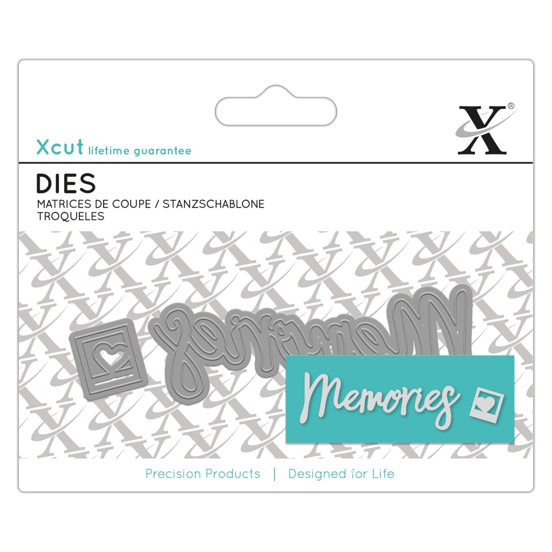 Matrice de découpe Xcut Mini Sentiment, Memories, Argent, Lot de 2, Idéal pour une utilisation sur une carte d'anniversaire et une décoration d'anniversaire, Fournitures de fabrication de cartes parfaites pour vos ensembles d'artisanat et votre machine de découpe