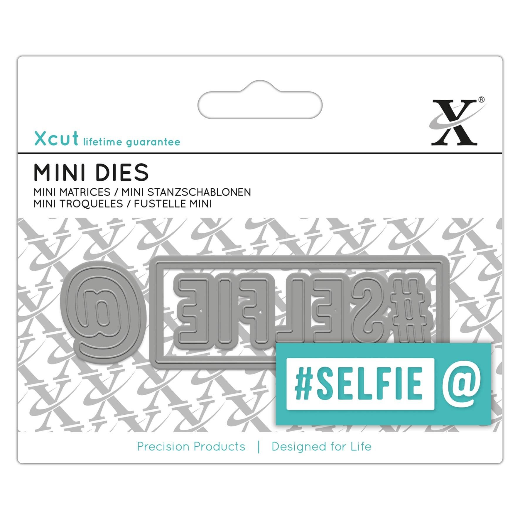 Matrice de découpe Xcut Mini Sentiment, # Selfie, Argent, Lot de 3, Idéal pour une utilisation sur une carte d'anniversaire et une décoration d'anniversaire, Fournitures de fabrication de cartes parfaites pour vos ensembles d'artisanat et votre machine de découpe